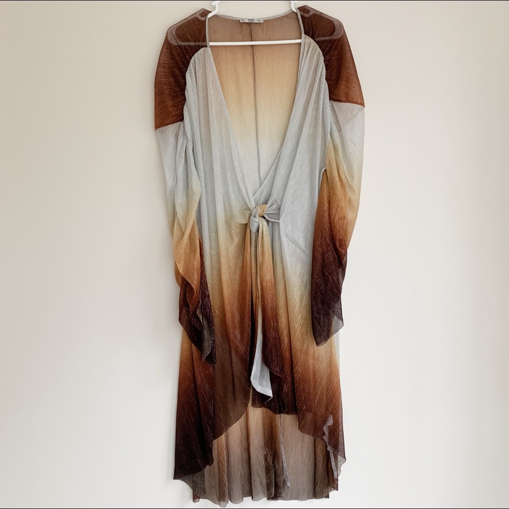 Zara sheer metallic dress/cover up